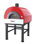 Roma fired oven with a red finish.